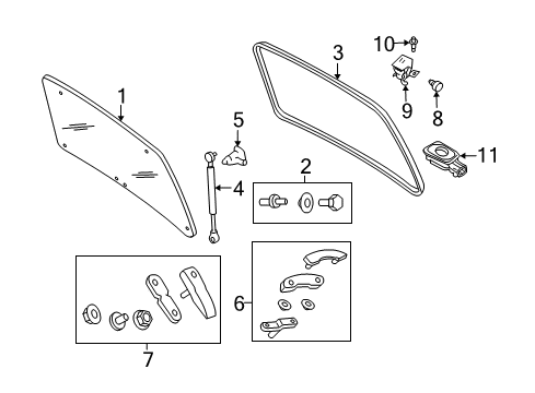 2011 Mercury Mariner Glass - Lift Gate Diagram