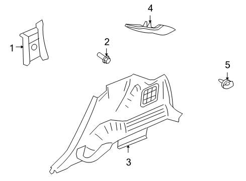 2007 Lincoln MKX Quarter Trim Panel, Camel, Rear Passenger Side Diagram for 7T4Z-7831012-AB