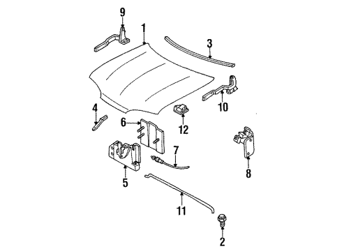 2000 Mercury Mystique Hood & Components Diagram