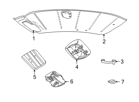 2008 Ford Crown Victoria Interior Trim - Roof Diagram