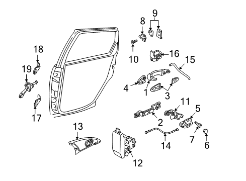 2000 Ford Focus Rear Door - Lock & Hardware Diagram