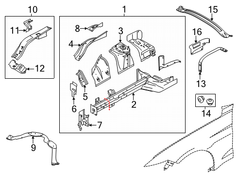 2015 Ford Mustang Structural Components & Rails Diagram