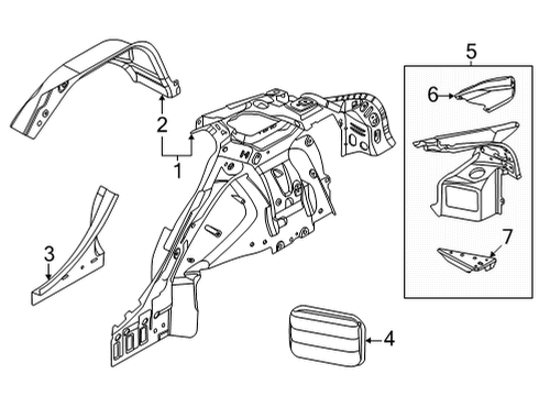 2024 Ford Mustang Mach-E Inner Structure - Quarter Panel Diagram