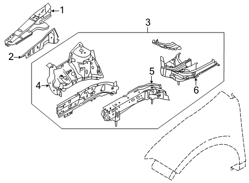 2012 Lincoln MKX Structural Components & Rails Diagram