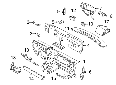 2003 Lincoln Aviator Instrument Panel Bracket Diagram for 1L2Z-78045D56-AA