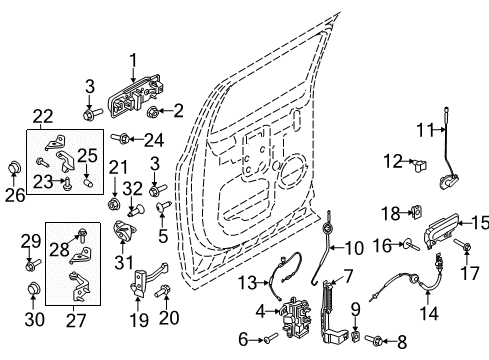 2019 Ford F-150 Rear Door - Lock & Hardware Diagram 3 - Thumbnail