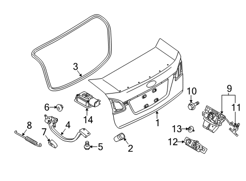 2018 Ford Fiesta Trunk Lid & Components Diagram