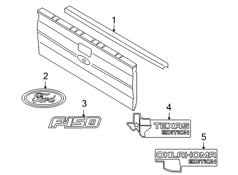 2009 Ford F-150 Tail Gate Molding, Carbon Black, Rear Diagram for 5L3Z-8340602-AAA