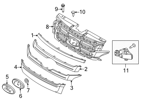 2013 Ford Edge Grille & Components Diagram