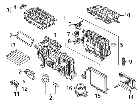 2021 Lincoln Corsair Evaporator Case, Lower Diagram for LX6Z-19930-B