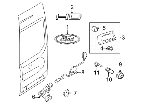 2024 Ford Transit-250 Molding - Door Outside Diagram for NK4Z-61425B28-BC