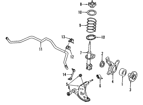 1995 Ford Probe Front Suspension Components Diagram