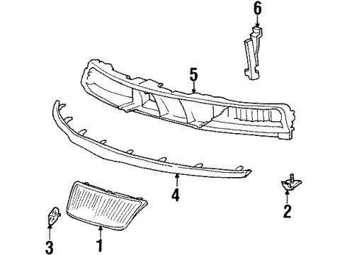 1993 Lincoln Mark VIII Grille & Components Diagram
