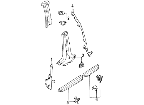 1997 Mercury Tracer Interior Trim - Pillars Diagram 2 - Thumbnail