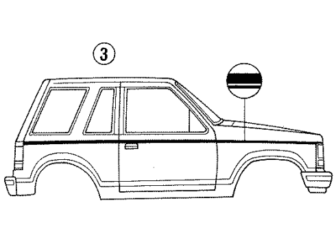 1992 Ford Explorer Stripe Tape Diagram 3 - Thumbnail