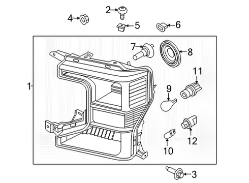 2021 Ford F-250 Super Duty Headlamp Components Diagram 2 - Thumbnail