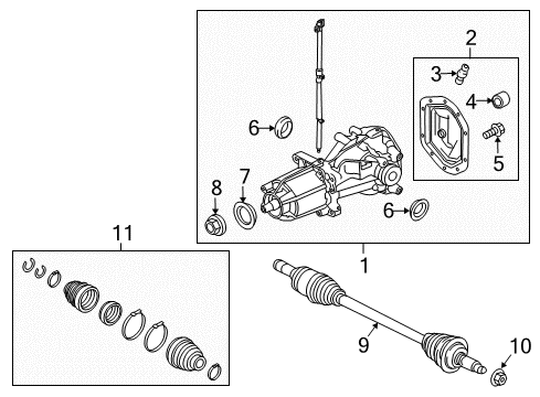 2014 Ford Special Service Police Sedan Axle Components - Rear Diagram