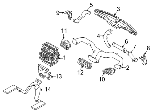 2014 Lincoln MKT Heater Duct, Front Center Diagram for 9G1Z-18C433-A