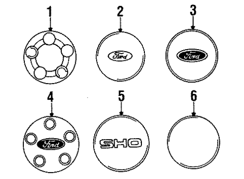 1991 Ford Taurus Wheel Covers & Trim Diagram 2 - Thumbnail