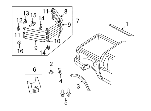 2008 Ford Explorer Sport Trac Exterior Trim - Pick Up Box Diagram
