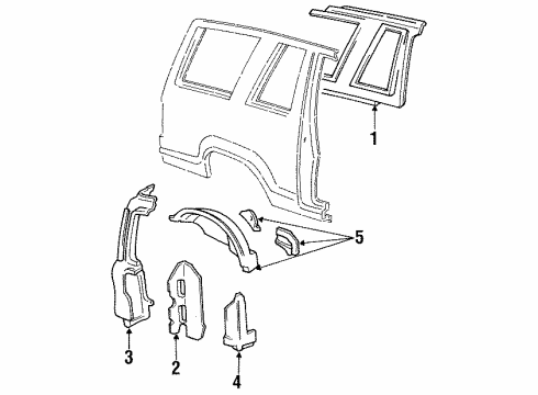 1991 Ford Explorer Inner Structure - Quarter Panel Diagram 2 - Thumbnail