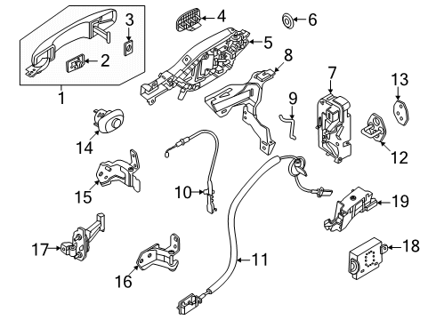 2024 Ford Ranger Front Door - Lock & Hardware Diagram