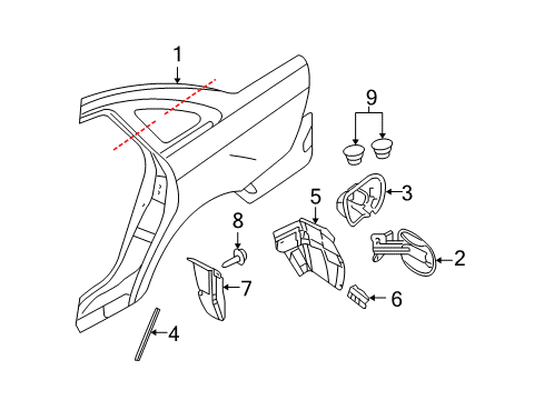 2008 Ford Taurus Quarter Panel & Components Diagram
