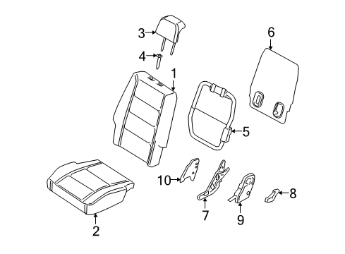 2006 Ford Freestyle Seat Back Cover, Rear Center Driver Side Diagram for 5F9Z-7466601-CAA