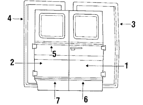 1989 Ford E-250 Econoline Club Wagon Door Shell, Rear Diagram for E7UZ1524623A