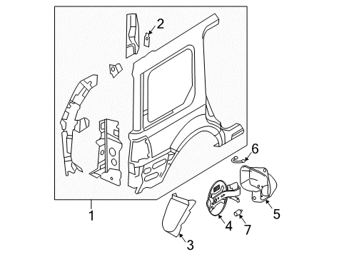 2004 Ford Expedition Quarter Panel, Outer Driver Side Diagram for 4L1Z-7827841-AA