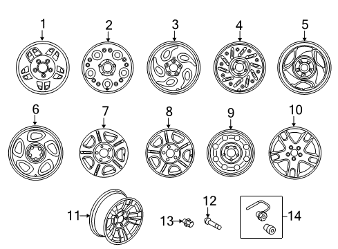 2003 Ford Ranger Wheel, Alloy Diagram for 2L5Z-1007-AA