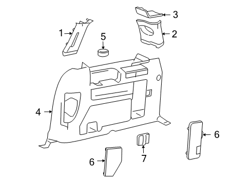 2004 Mercury Monterey Lower Trim Panel Diagram for 3F2Z-1731013-AAC