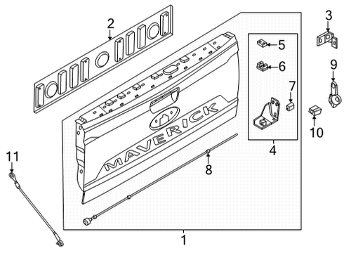 2024 Ford Maverick Gate & Hardware Diagram