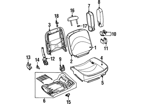 1997 Mercury Grand Marquis Front Seat Components Diagram 3 - Thumbnail
