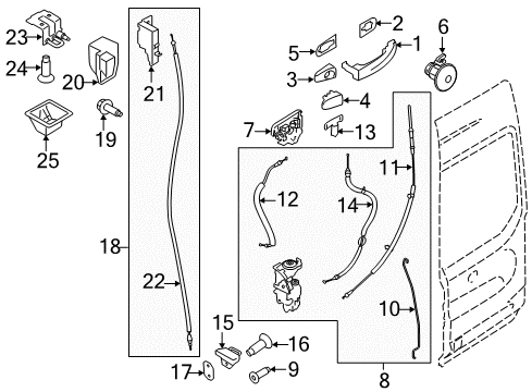 2021 Ford Transit-150 Latch Assembly - Tailgate Diagram for JK4Z-6143288-Q