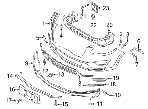2019 Lincoln MKC Bumper & Components - Front Diagram