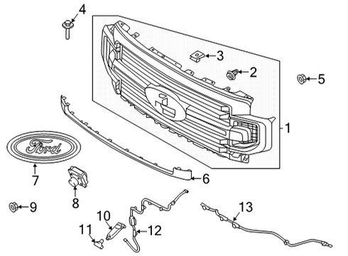 2021 Ford F-250 Super Duty Grille & Components Diagram 4 - Thumbnail