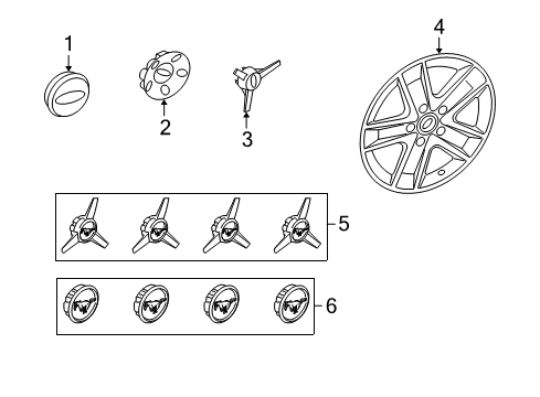 2006 Ford Mustang Wheel Covers & Trim Diagram