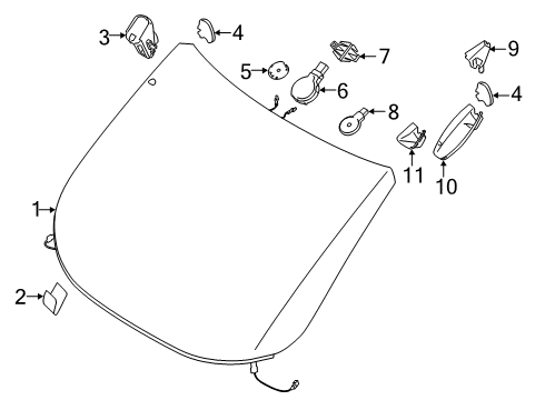 2016 Ford Transit Connect Glass - Windshield Diagram 3 - Thumbnail