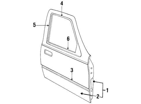 1990 Mercury Topaz Exterior Trim - Front Door Diagram
