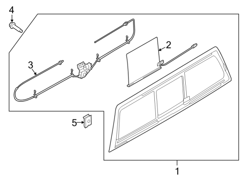 2024 Ford F-150 Lightning Glass & Hardware - Back Glass Diagram