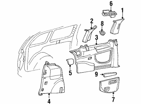 1997 Ford Windstar Ashtray, Driver Side Diagram for F58Z-1630702-B