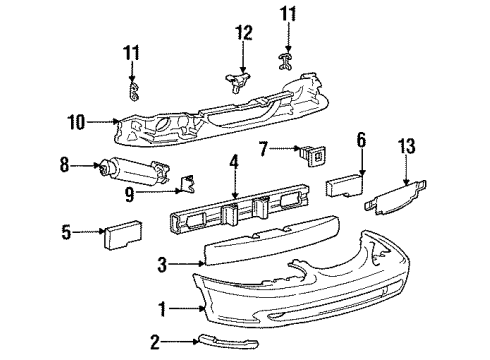 1995 Ford Mustang Bumper & Components - Front Diagram