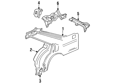 1996 Ford Escort Inner Structure - Quarter Panel Diagram 3 - Thumbnail