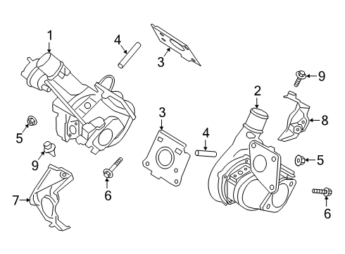 2025 Lincoln Aviator Turbocharger Assembly Diagram for PB5Z-6K682-B