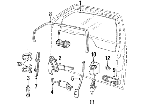 1989 Ford Tempo Glass - Door Diagram 2 - Thumbnail