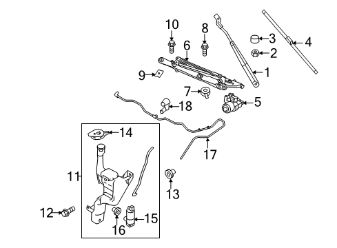 2012 Ford Fiesta Wiper & Washer Components Diagram 2 - Thumbnail