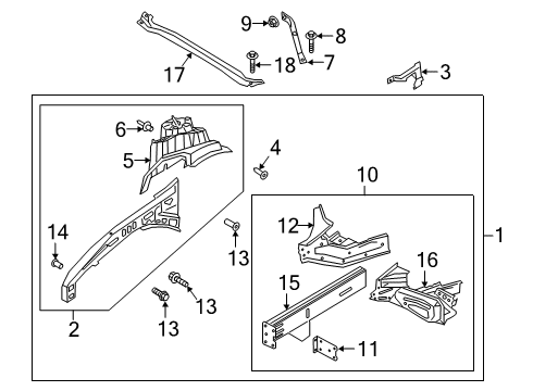 2024 Lincoln Aviator Structural Components & Rails Diagram