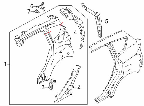 2017 Ford C-Max Inner Structure - Quarter Panel Diagram