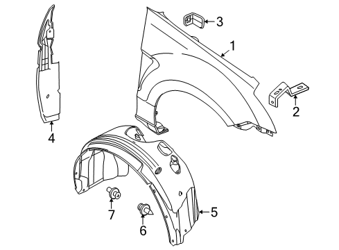 2010 Ford Focus Fender & Components Diagram